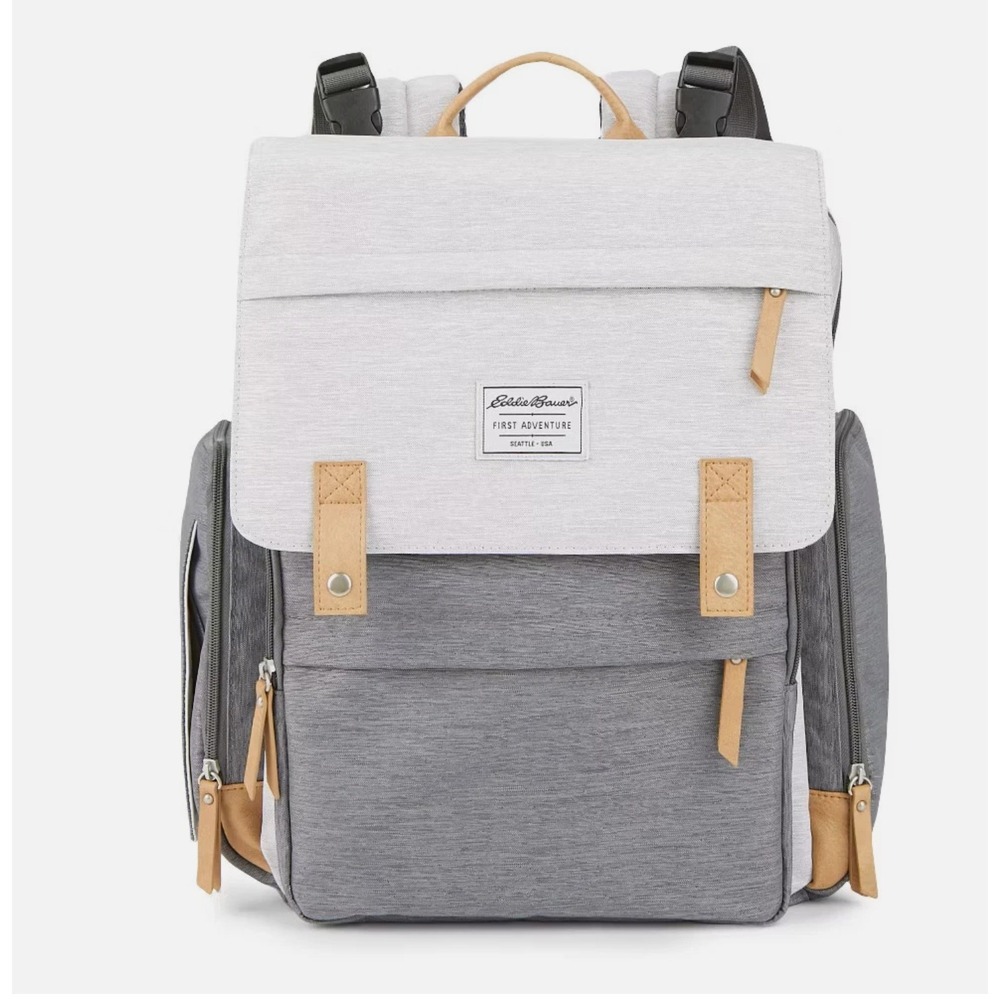 Eddie Bauer Two-Tone Gray and Light Gray Baby Diaper Backpack